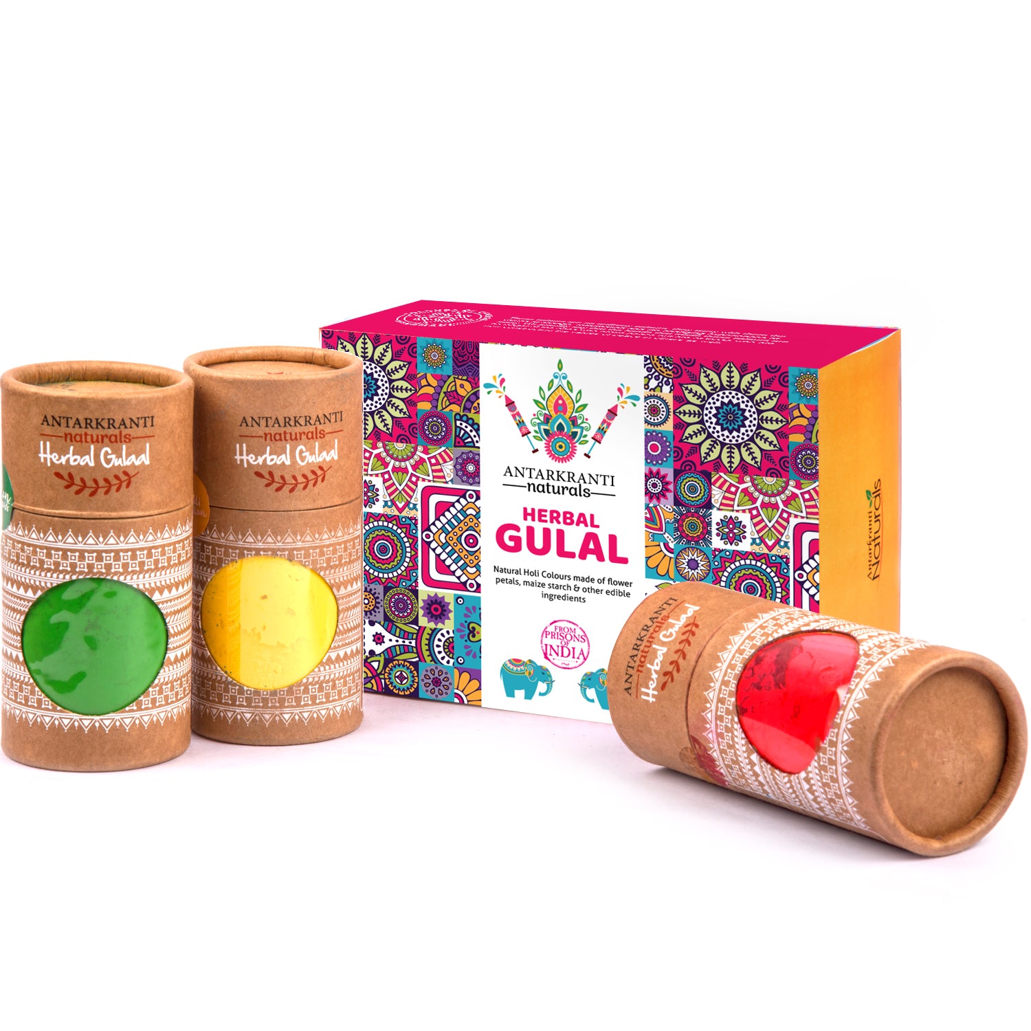 Herbal Gulal Holi Gift Pack, Holi Colour Powder, Herbal Spray, Tesu Ke  Phool, Chandan Tika -Pack