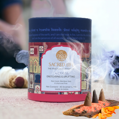 Sacred Life Dry Dhoop GUGGAL Incense Cones | Low Smoke | Organic & Charcoal Free | Pooja | Aromatherapy | Meditation | Yoga | Sacred Life: Discover Tranquility